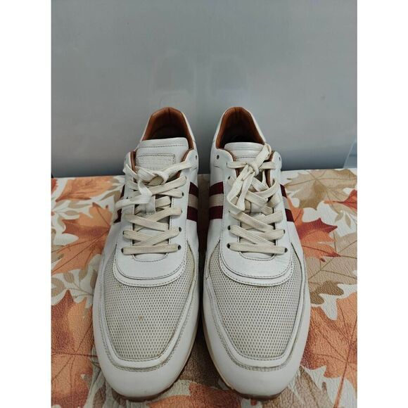 Bally Aston Suede Leather Running Sneaker Red Maroon Cream Men’s Size 13 Shoes main image 2